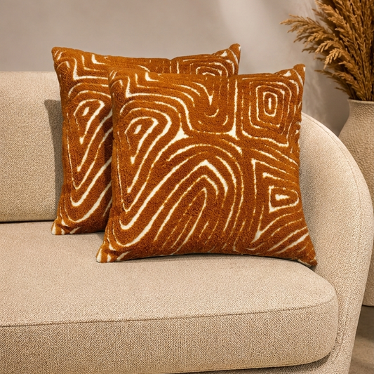Rust Towel Embroidery Cushion Cover