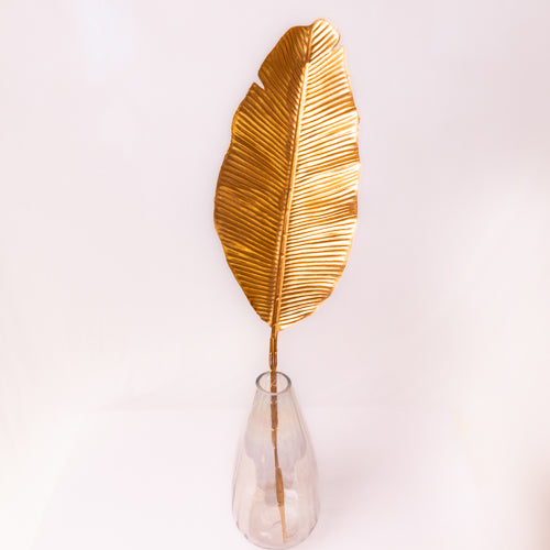 Set Of 2 Artificial Gold Banana Leaves