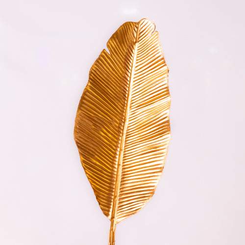 Set Of 2 Artificial Gold Banana Leaves