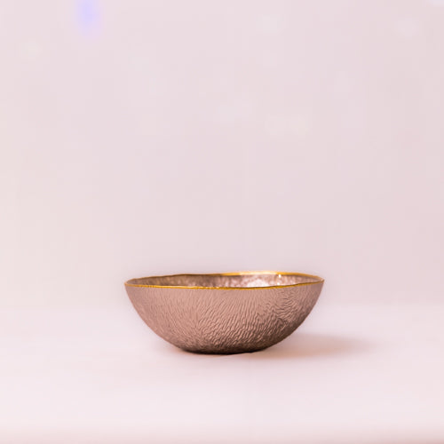 Set Of 2 Small Mocha Textured Glass Bowls