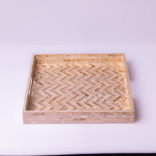 Gold Shell Inlay Square Zigzag Tray