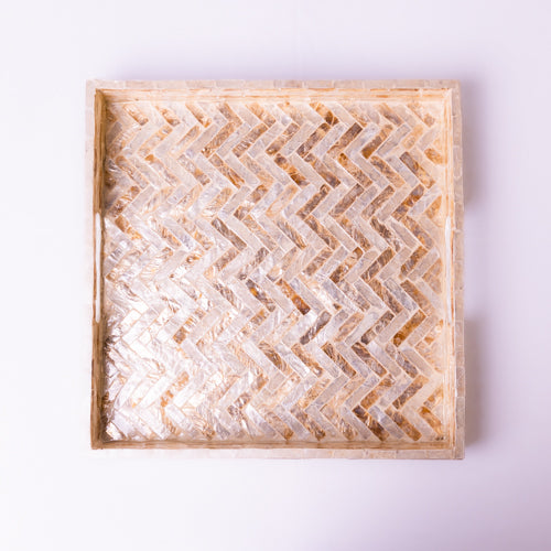 Gold Shell Inlay Square Zigzag Tray