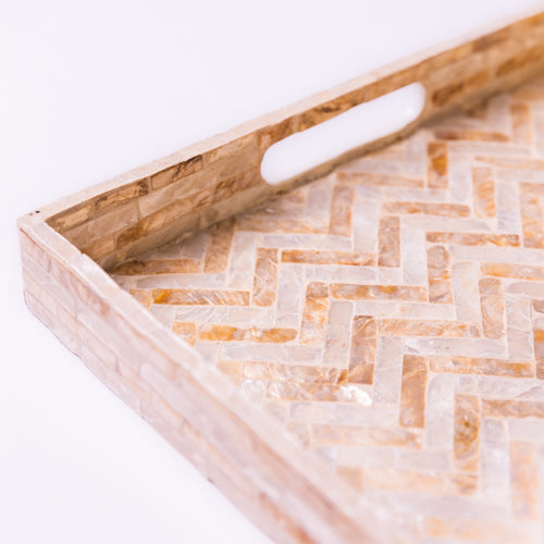 Gold Shell Inlay Square Zigzag Tray