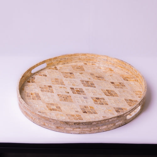 Gold Shell Inlay Round Tray