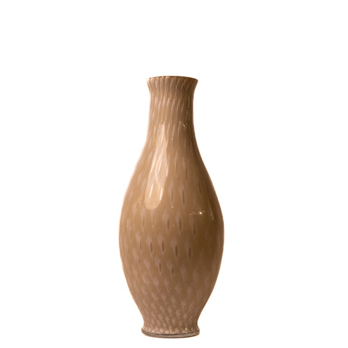 Beige & White Tall Glass Vase