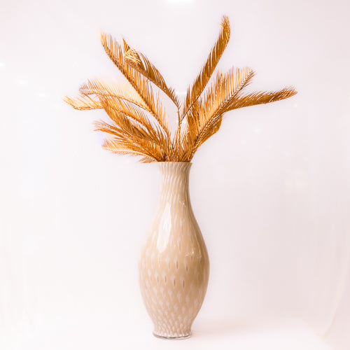 Beige & White Tall Glass Vase