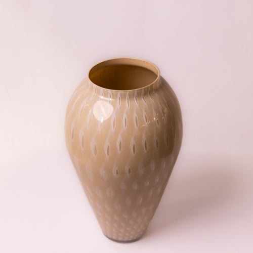 Off White & Beige Oval Glass Vase