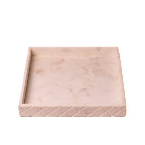 White Marble Tray With Carving