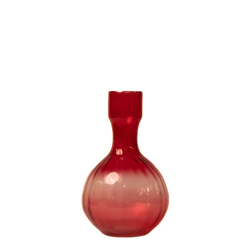 Dark Pink Fluted Glass Vase
