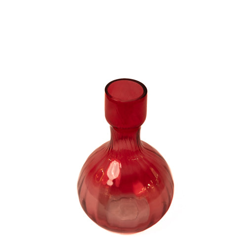 Dark Pink Fluted Glass Vase