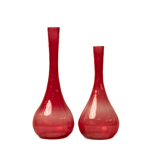 Magenta Pink Narrow Neck Glass Vase- Large