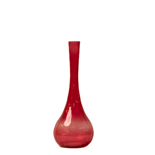 Magenta Pink Narrow Neck Glass Vase- Medium