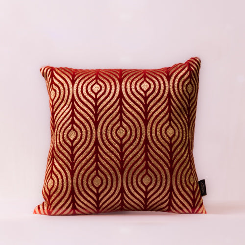 Red & Gold Embroidered Cushion Cover