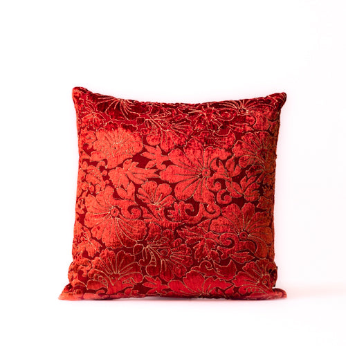 Deep Maroon Self Embossed Cushion Cover In A Soft Velvety Finish