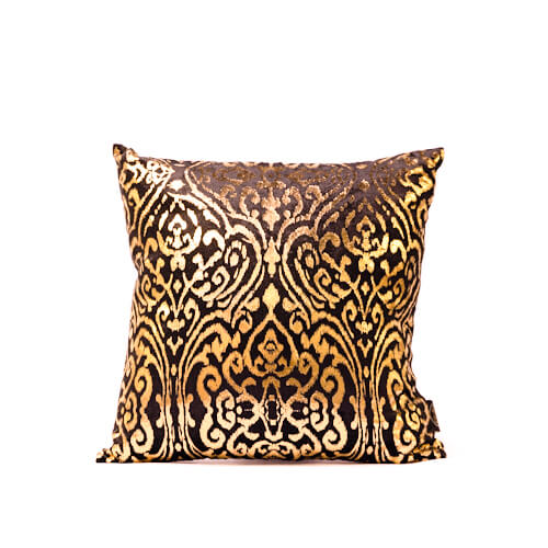 Black & Gold Velvet Foil Printed Cushion Cover