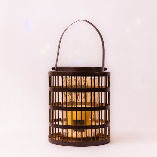 Natalia Rustic Brown Large Metal Lantern