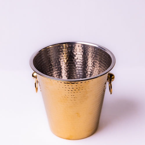 Gold Hammered Metal Wine Chiller Bucket