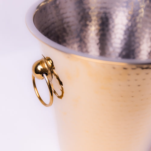 Gold Hammered Metal Wine Chiller Bucket