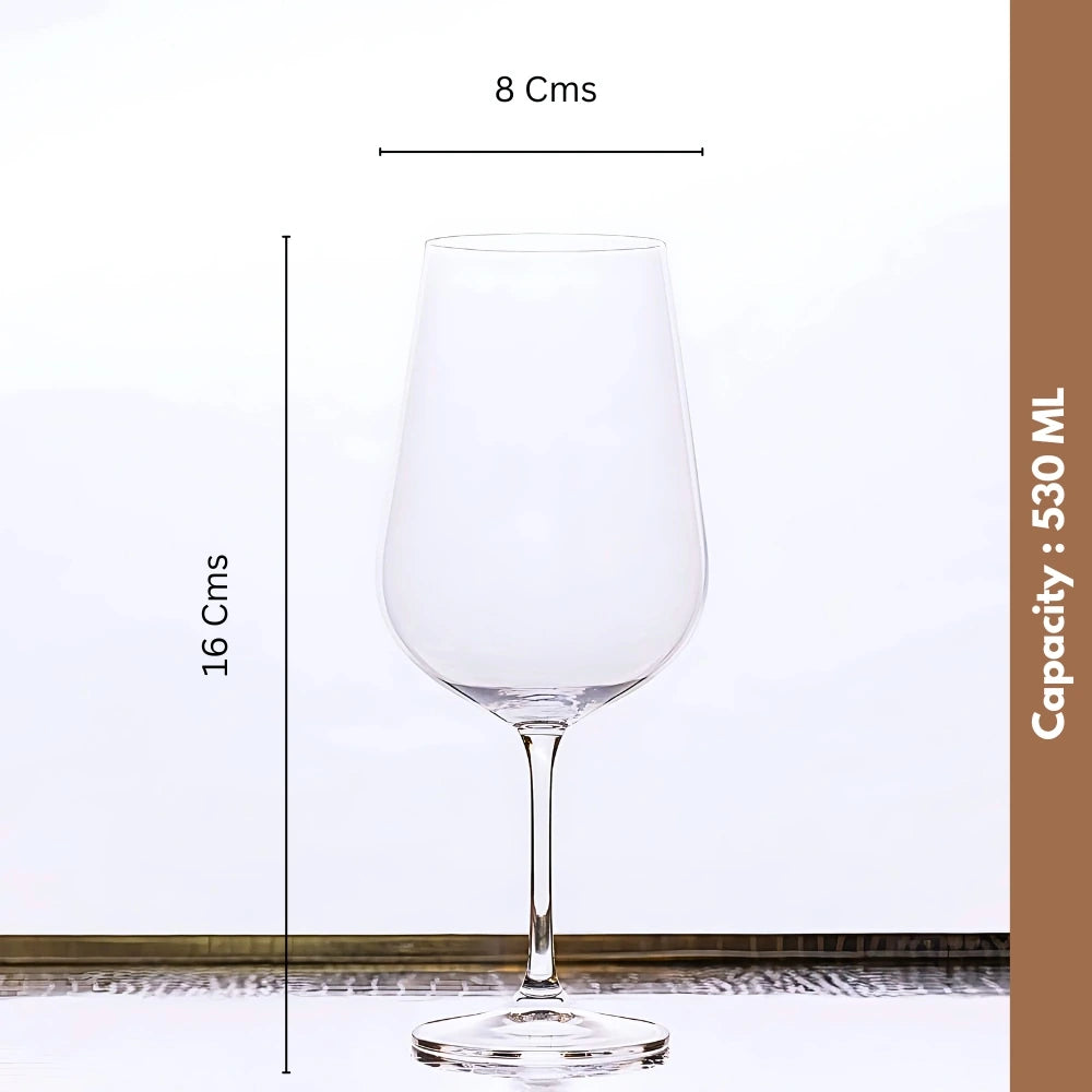Set Of 6 Colibri Clear Red Wine Glasses Measurements