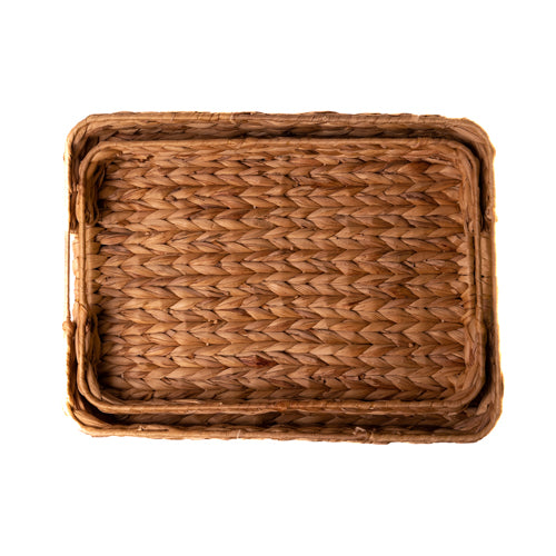 Set Of 2 Water Hyacinth Serving Trays