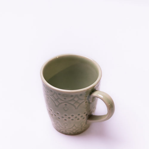 Pistachio Green Embossed Ceramic Mug