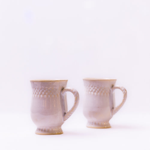 Off White Embossed Ceramic Mug