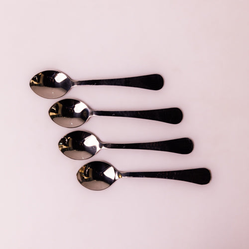 Set Of 4 Silver Hammered Teaspoons