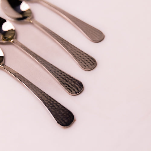 Set Of 4 Silver Hammered Teaspoons