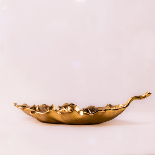 Gold Jumbo Metal Decorative Leaf Platter