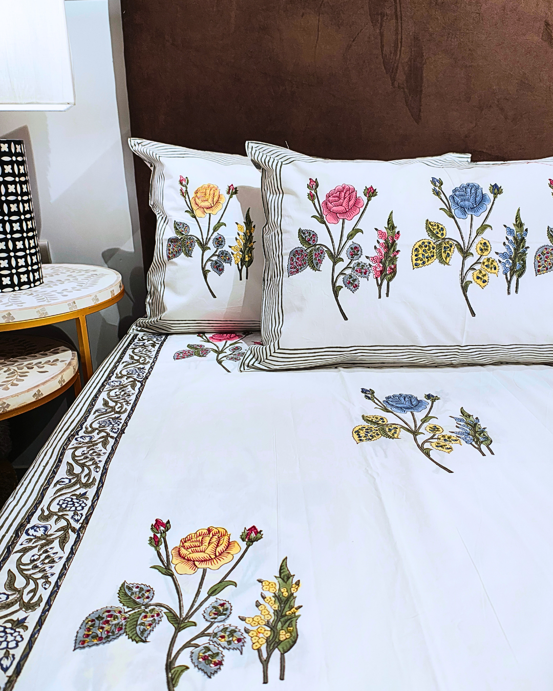 Guldasta Block Print King Size Bedsheet