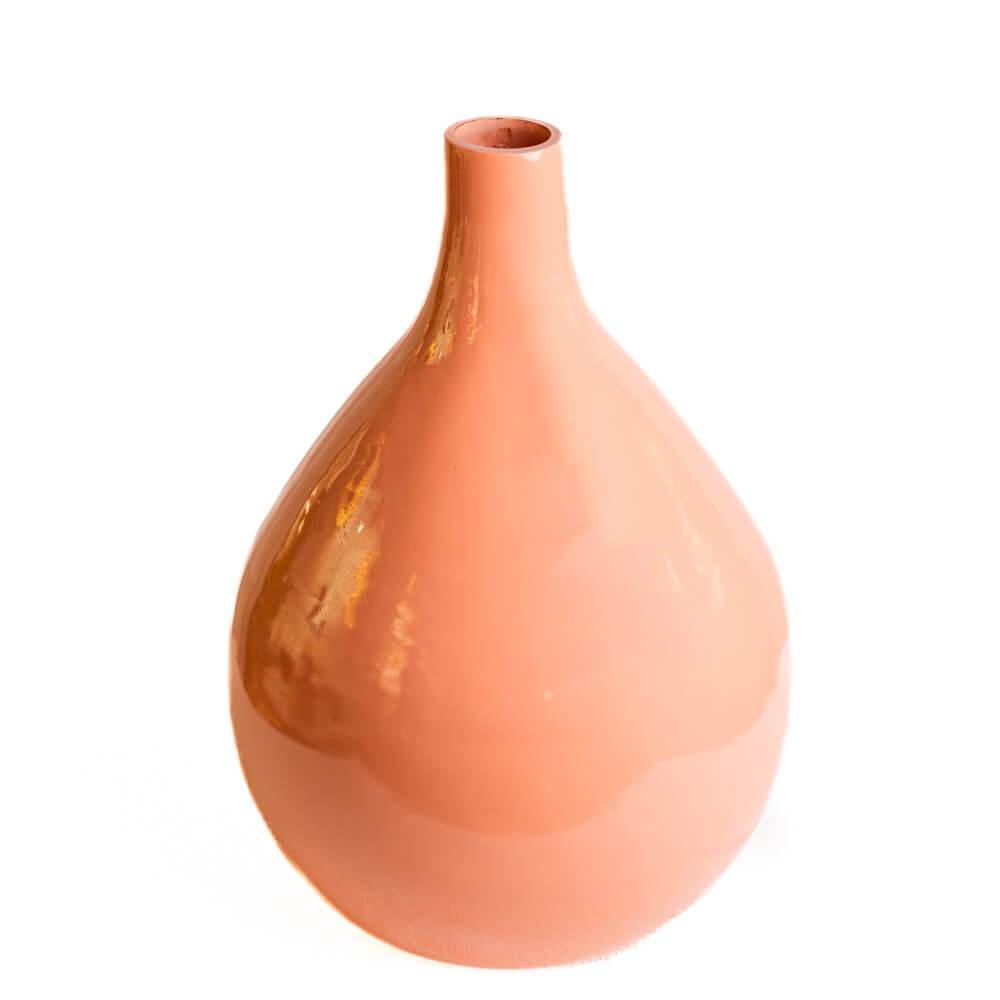 Creamy Peach Bottle Shaped Glass Vase