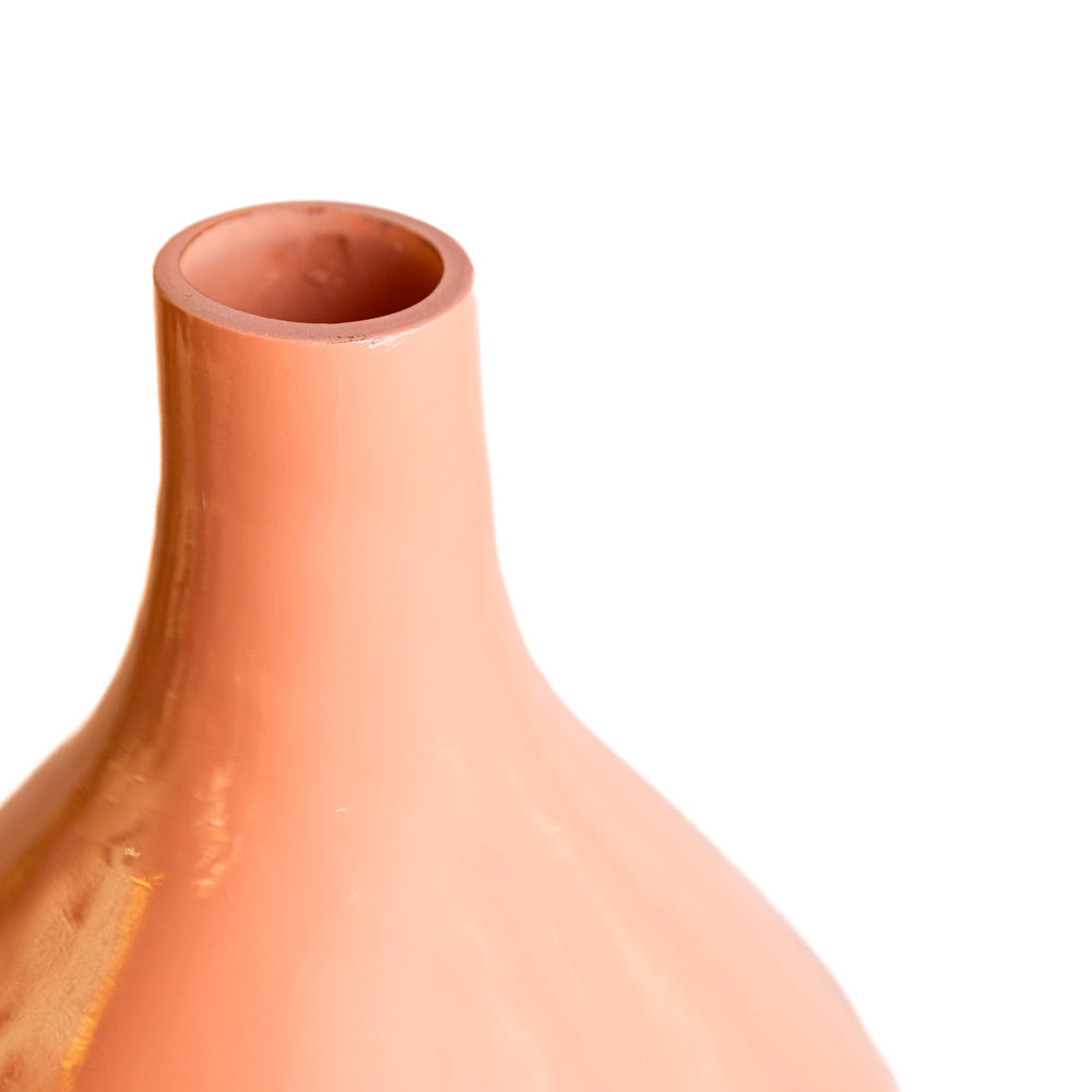 Creamy Peach Bottle Shaped Glass Vase