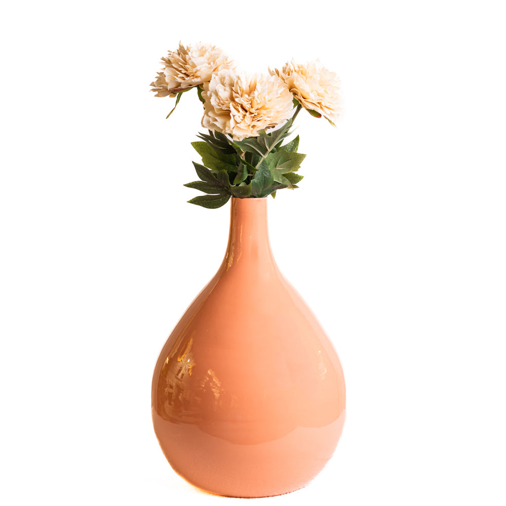 Creamy Peach Bottle Shaped Glass Vase