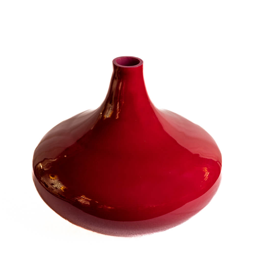 Cherry Red Narrow Mouth Glass Vase