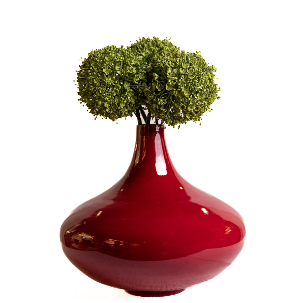 Cherry Red Narrow Mouth Glass Vase