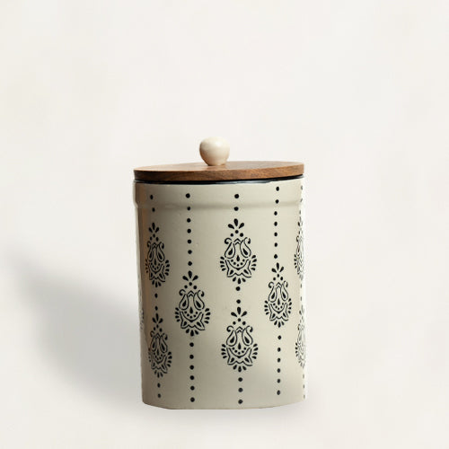 Black & White Hand Painted Jar