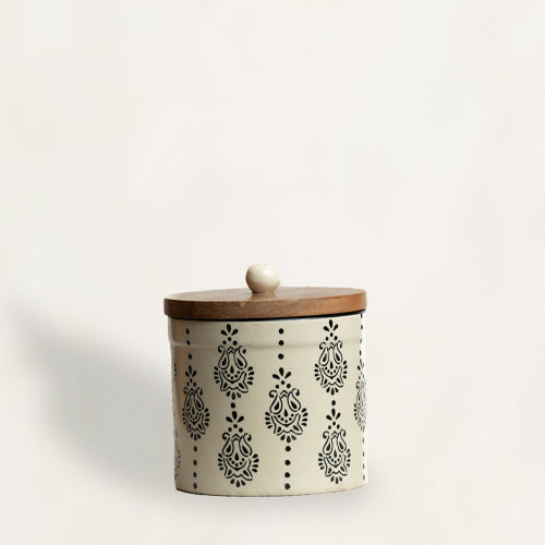 Black & White Hand Painted Jar