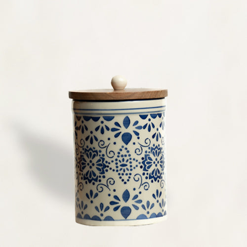 Blue & White Handpainted Jar