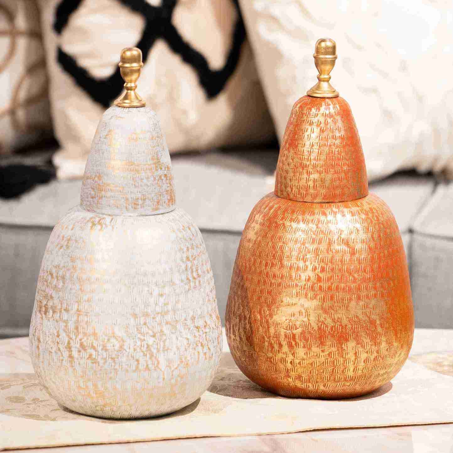 Mandarin Metal Decorative Urn 