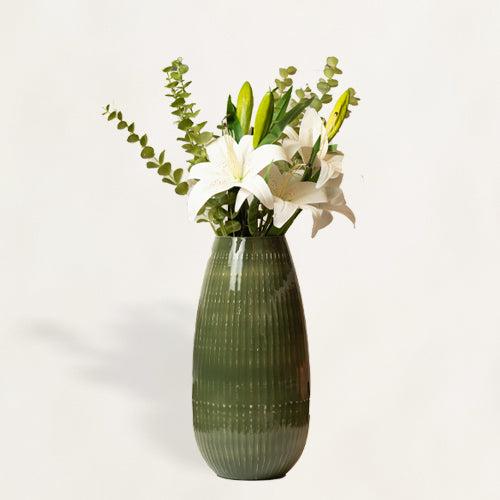 Glacial Green Oval Metal Vase