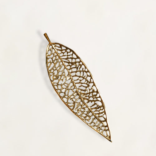 Gold Metal Cutwork Decorative Leaf Platter