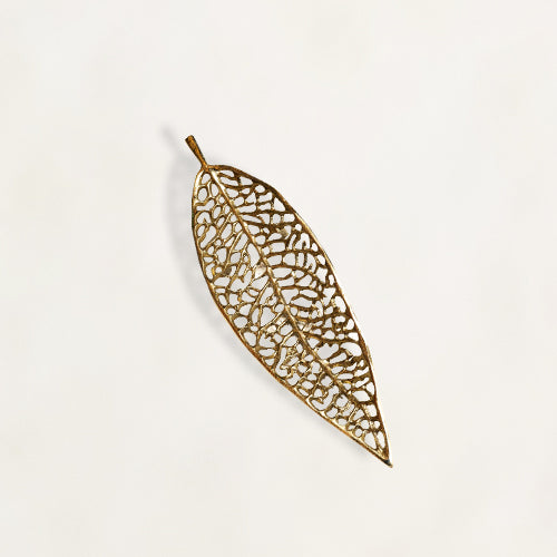 Gold Metal Cutwork Decorative Leaf Platter