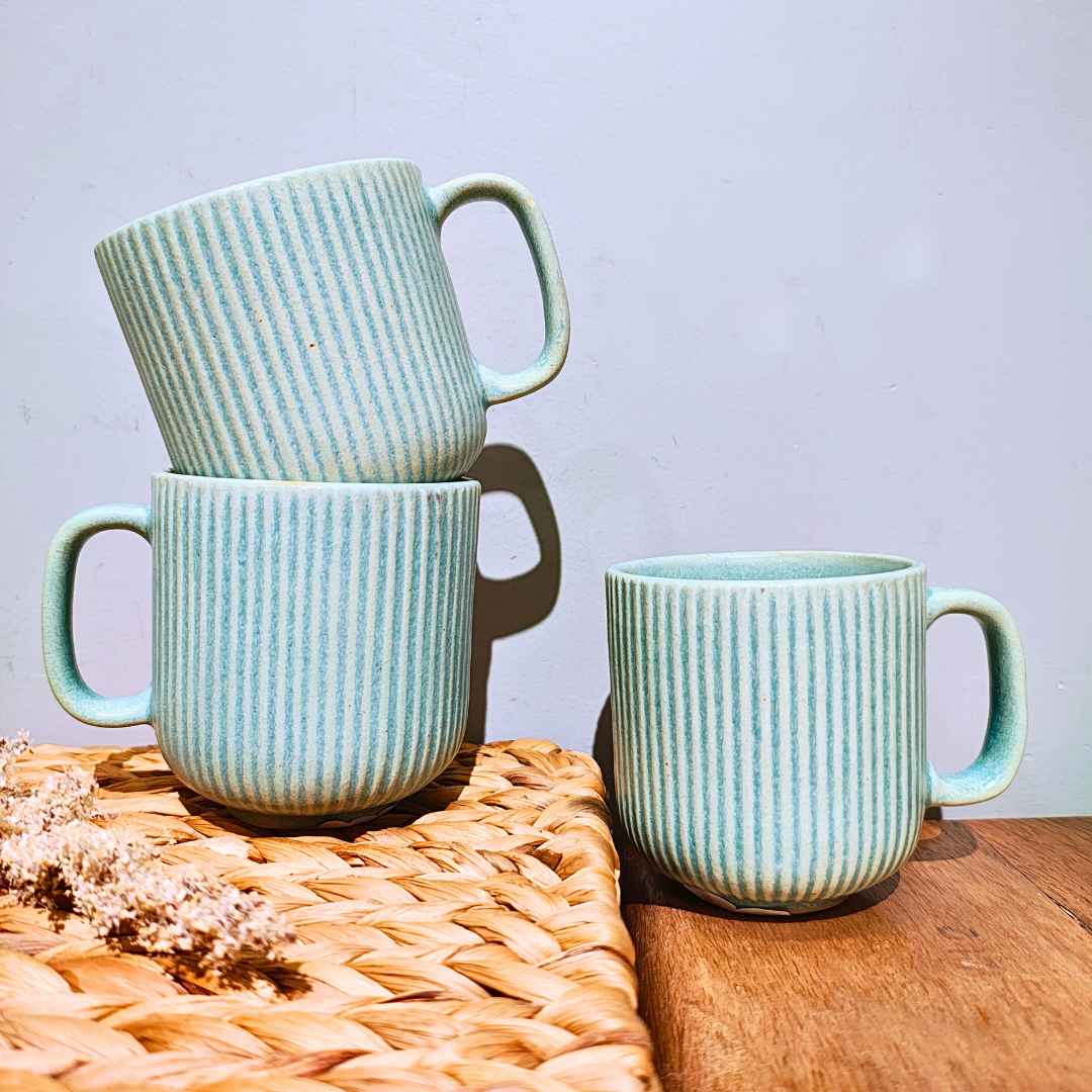 Pastel Green Stripped Mug