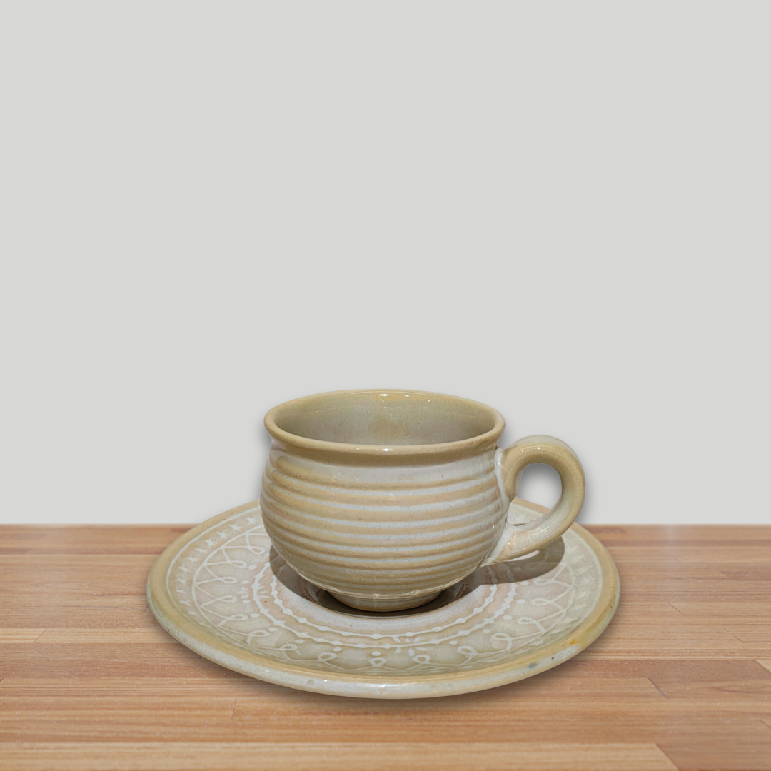 White Design Cup & Saucer