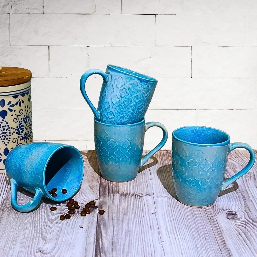 Light Blue Embossed Mug