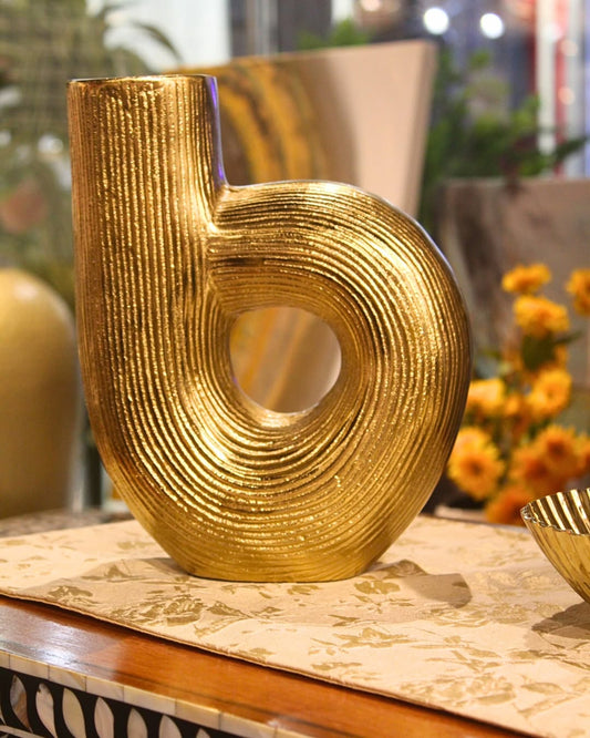 Gold Metal Curved Vase