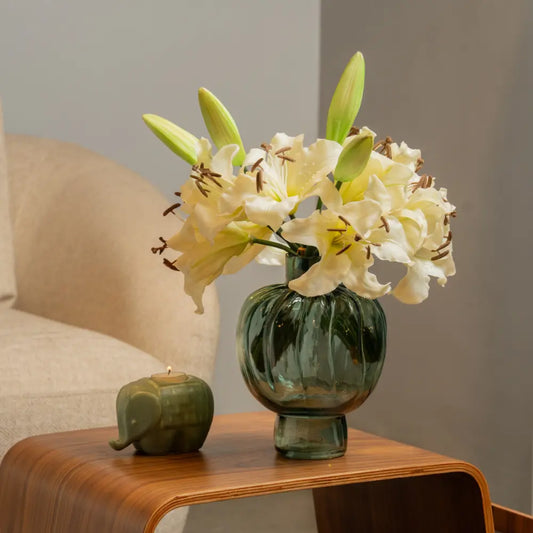 Short White Lily Flower Stem - Single