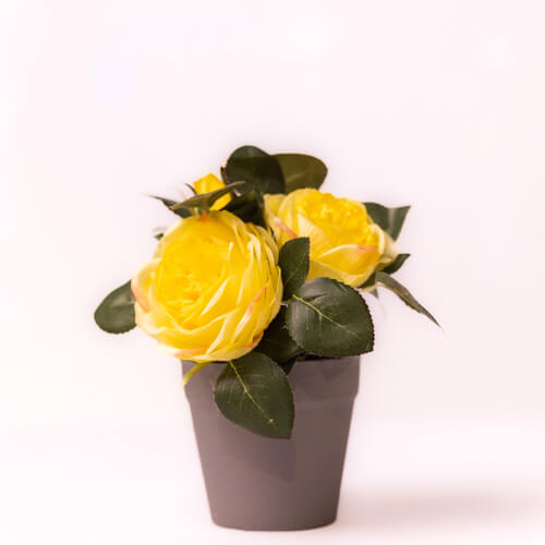 Artificial Yellow Roses Potted Plant