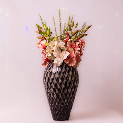 Black & White  Oval Handblown Glass  Vase