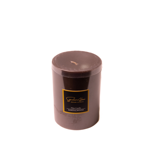 Set Of 2 Sandalwood Scented Small Pillar Candles